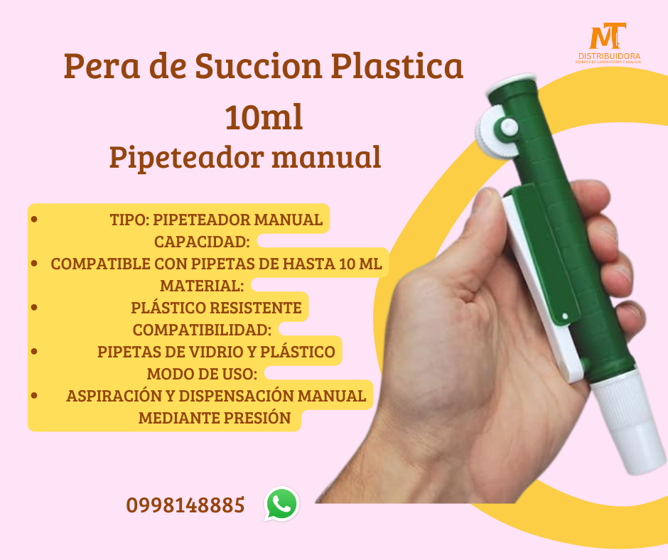 Pipeteador manual o pera de succion manual para probetas hasta 10ml