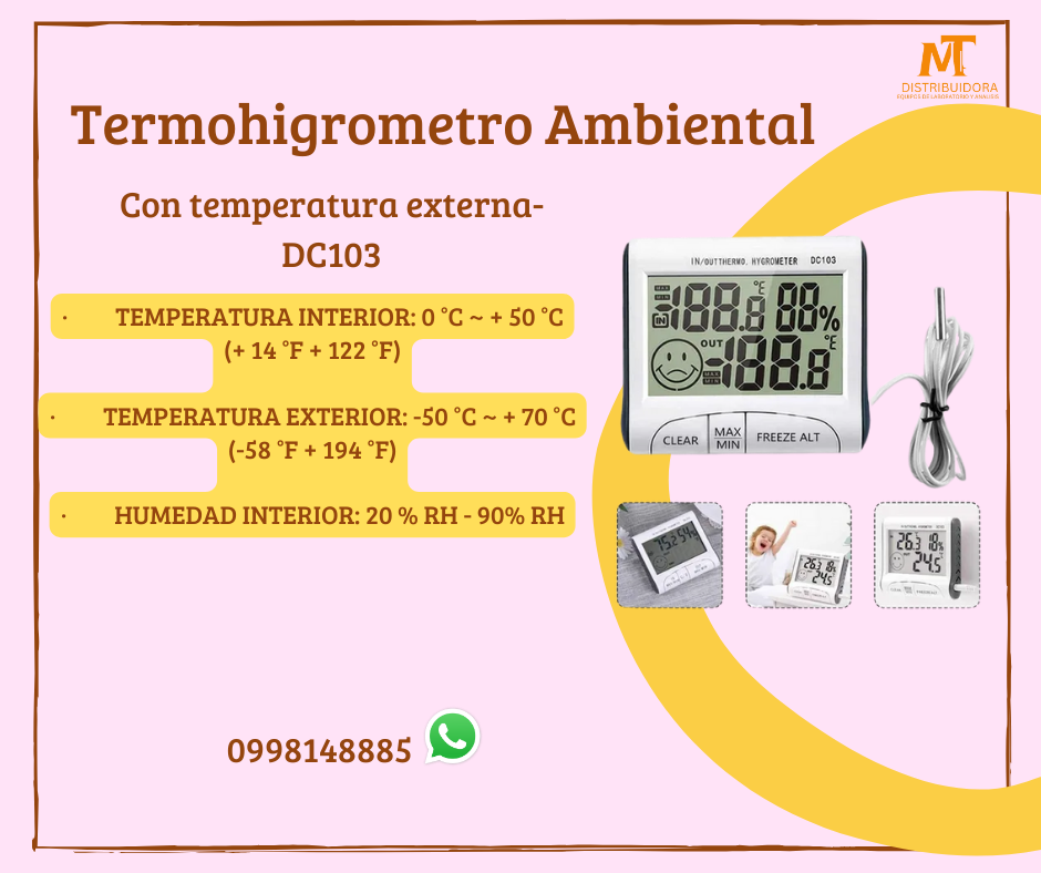 Termohigrómetro Interiores Exteriores Con Sonda & Magneto DC103