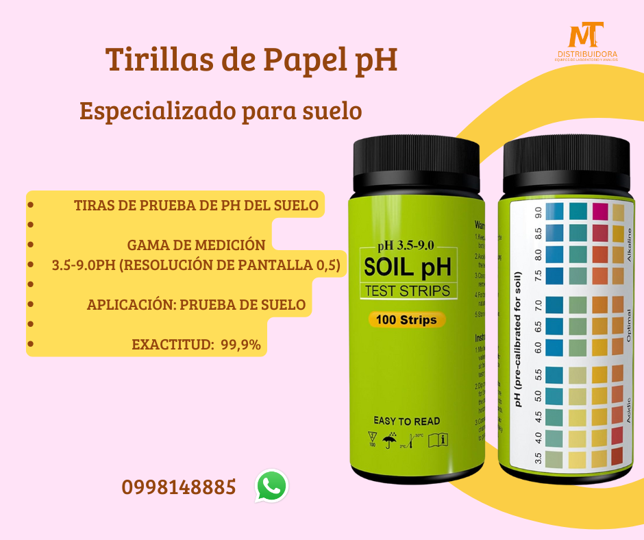 tirillas de papel pH para suelo de 3.5 a 9.00