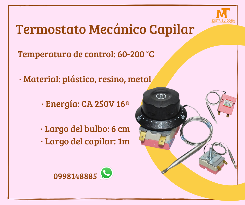 Termostato Analógico 60 A 200 grados Centígrados 2 pines 0.7M con sonda