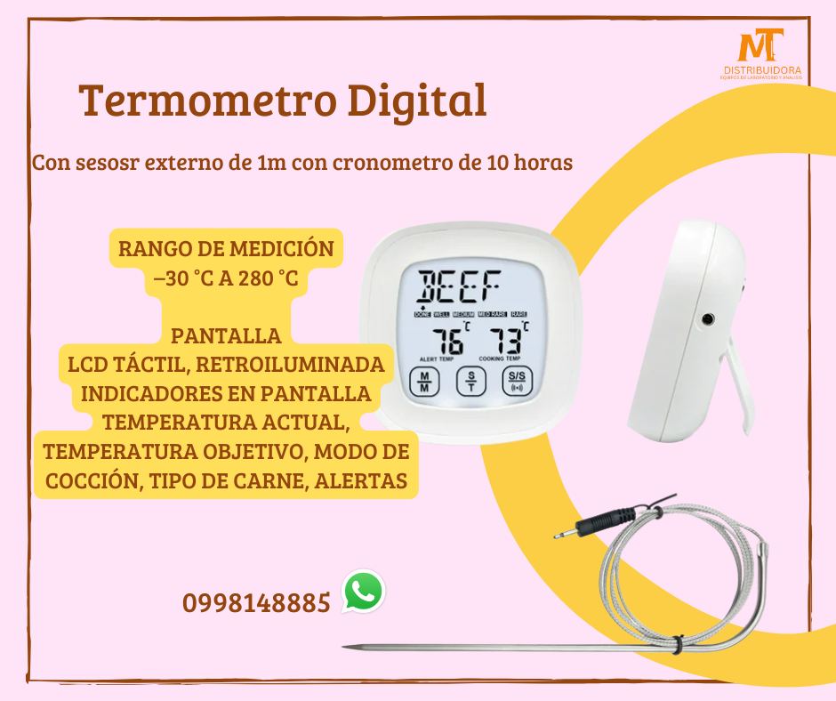 Termómetro Digital Touch Son Sonda  Para Cocina Táctil para 7 tipos de carnes bbq grill
