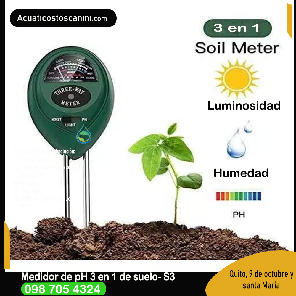 Tester Ph Suelo Analógico 3 En 1 ph metro del Suelo luxómetro