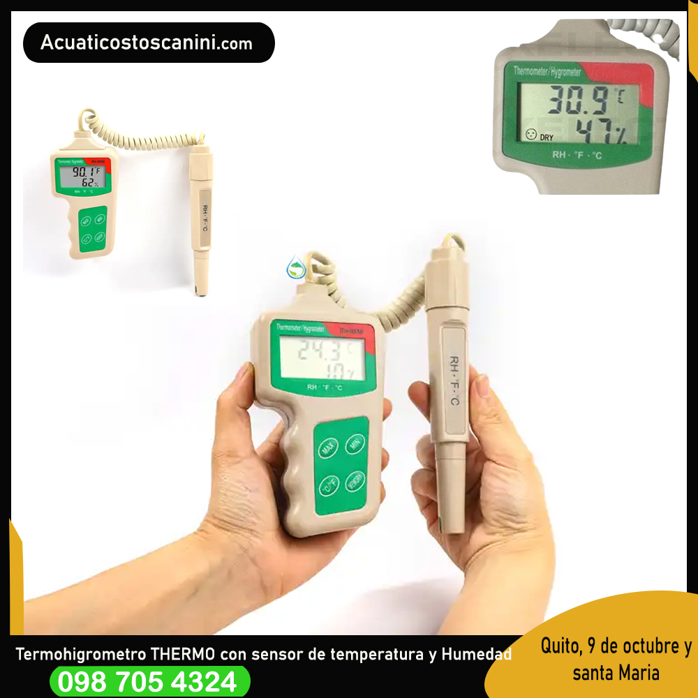 Termohigrómetro Profesional Con Sonda  THERMO ATC lectura directa medidor de temperatura & humedad