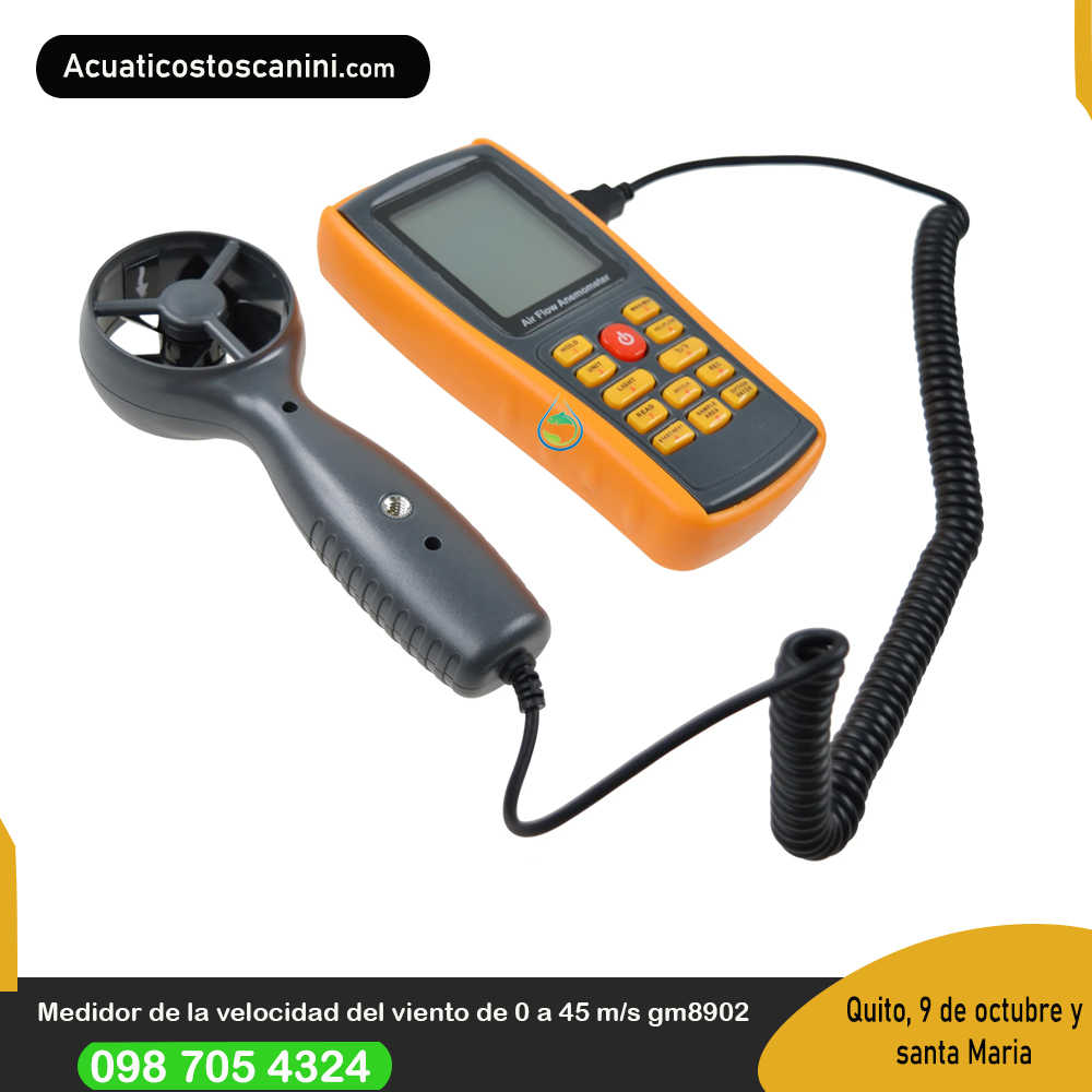 Anemómetro de 0 a 45 m/s color anaranjado 